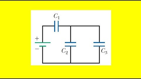 Three capacitors are connected to a battery as shown