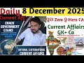 Daily Current Affairs Top MCQs | National And OdishaDecember Ca | 8 December 2025 | Crack Govt. Exam