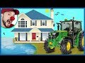 Clown Bob unboxing Construction vehicles Tractor & helping House in flood