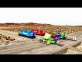 TRANSPORTING PIXAR CARS & FRUITS WITH COLORED & JOHN DEERE vs CLAAS vs TRACTORS - BeamNG.drive #983