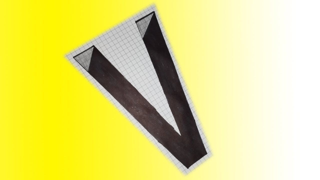 How To Draw ALPHABET LETTER V IN 3D REALISTIC HOLE Drawing Easy Step