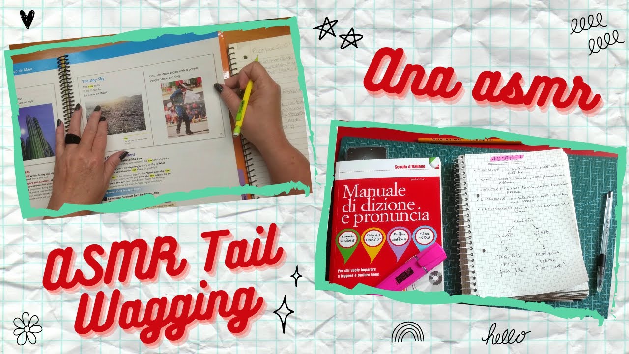 Studying with ASMR Tail Wagging 📖 INAUDIBLE, WHISPERING, PAGE TURNING, WRITING✨ layered sounds