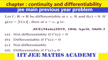 continiuity differentiability jee main 2019 10 april shift 1 by rs sir
