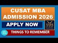 CUSAT MBA 2026 Application Open