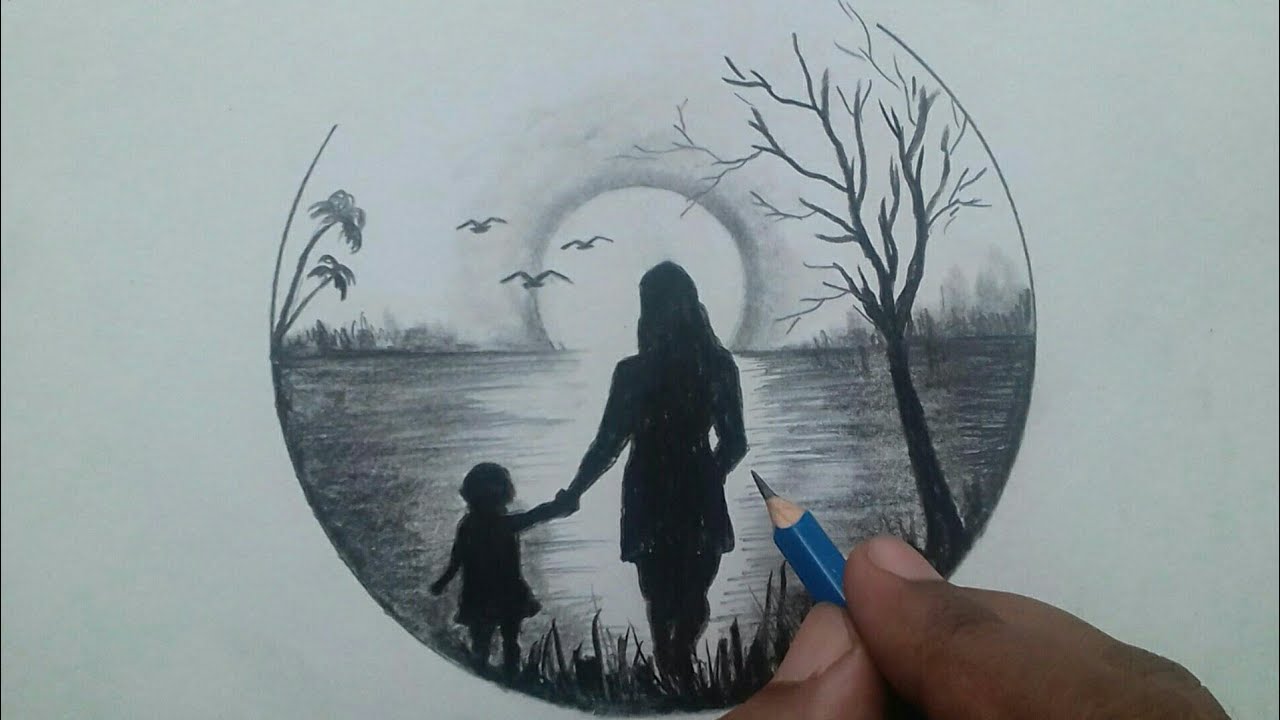 Sketch Of A Mother On Mothers Day | DesiPainters.com