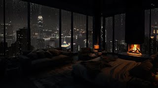 Rainy Day  Enjoy a rainy night by the fire in a city room