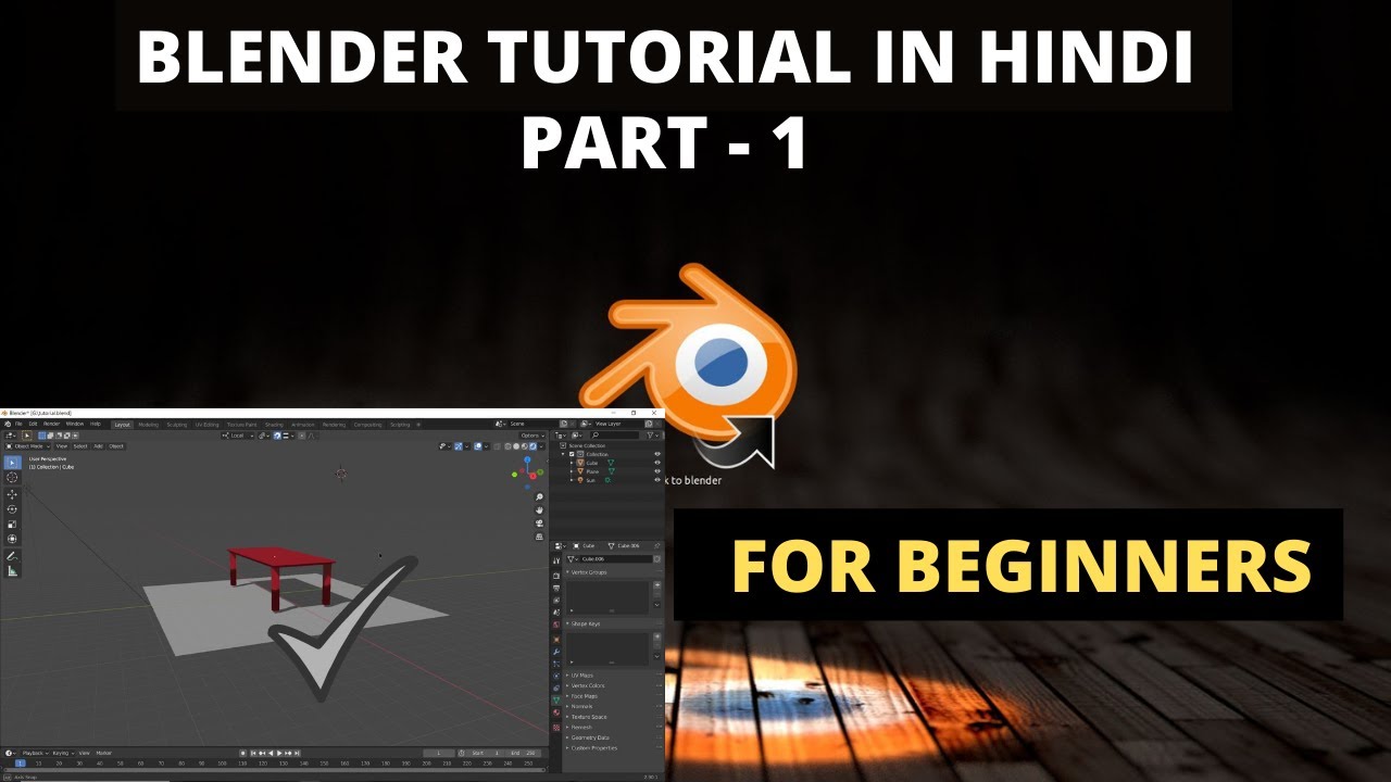 BLENDER TUTORIAL IN HINDI FOR ABSOLUTE BEGINNER | CREATING OBJECTS IN ...