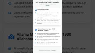 Early articulation of Muslim separatism Sir Syed Ahmed Khan, Allama Iqbal's vision