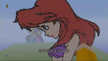 MINECRAFT PIXEL ART: THE LITTLE MERMAID ~ ARIEL MC SPEED BUILD TIMELAPSE