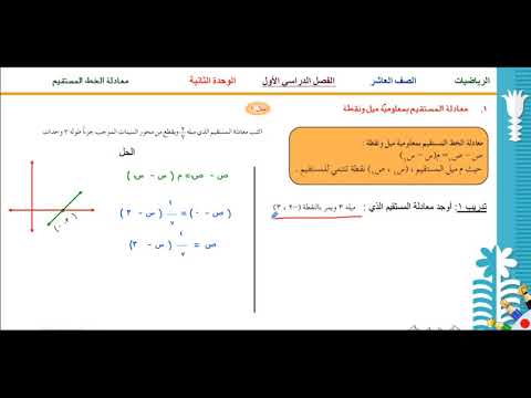 ميل المستقيمات الرأسية والأفقية الدرس الثاني الصف العاشر الرياضيات الفصل الدراسي الأول Youtube