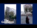 Turkey earthquake footage captures moment building collapses in İzmir