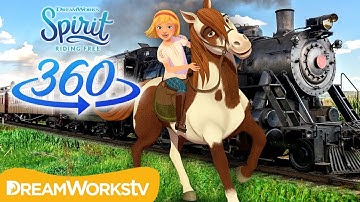 [360° VR] Steam Train Chase! | SPIRIT RIDING FREE
