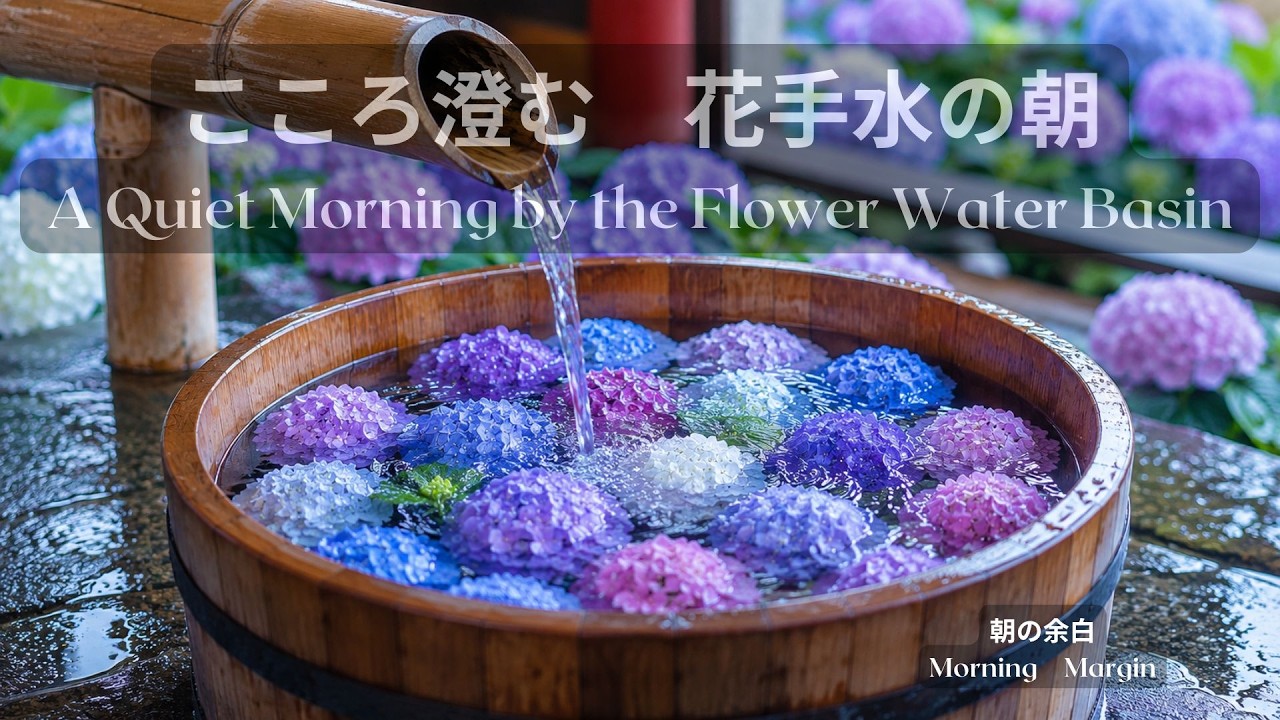 こころ澄む 花手水の朝｜水音と紫陽花に癒される60分｜A Clear Morning