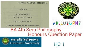 BA 4th sem philosophy honours question paper HC 1 Guwahati University PHI-HC-4016 2023 @proysir