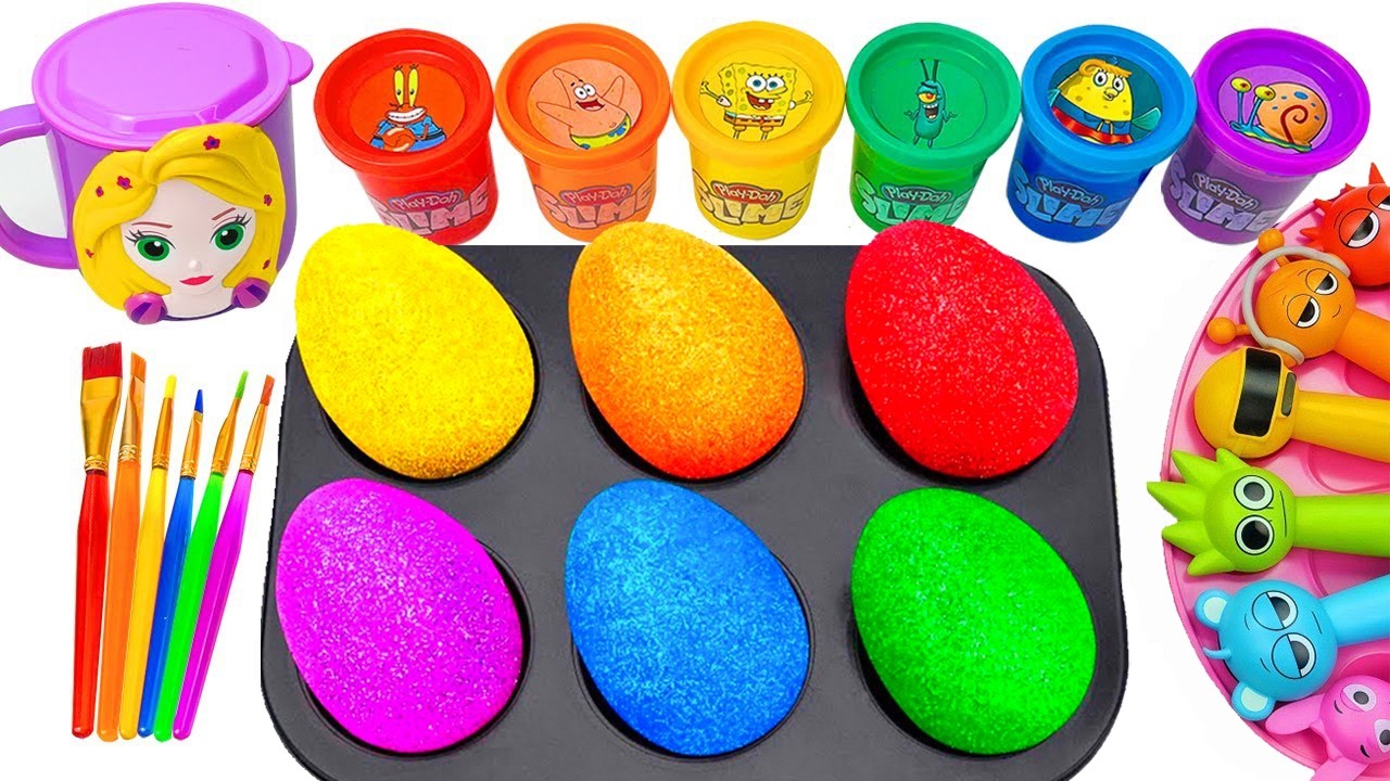 Satisfying Video DIY How To Make Rainbow Star Shapes Filled With Glitter Slime Colorful Sprunki ASMR