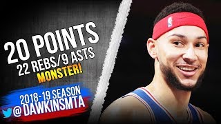 Ben Simmons Full Highlights 2019 01 13 76ers vs Knicks   20 Pts 22 Rebs 9 Asts!  FreeDawkins