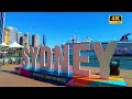 Sunny winter stroll walking around circular quay during australias warmest winter 4k