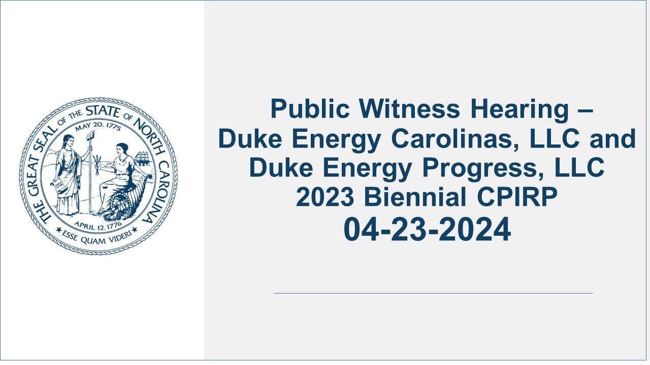 Public Witness Hearing Duke Energy Carolinas LLC And Duke Energy 