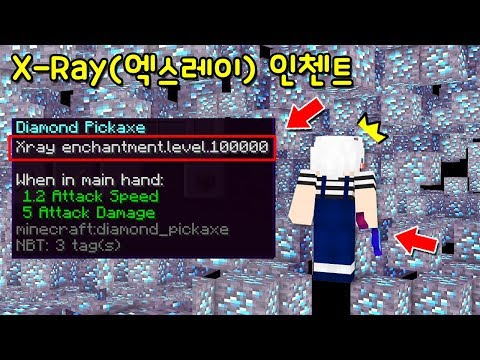 마크 &amp;#<strong>39</strong>;X-<strong>Ray</strong>(엑스레이) 인첸트&amp;#<strong>39</strong>;추가? 돌이 없는 마크 세상! 다이아 한번에 99999개가 보여? [마인크래프트]