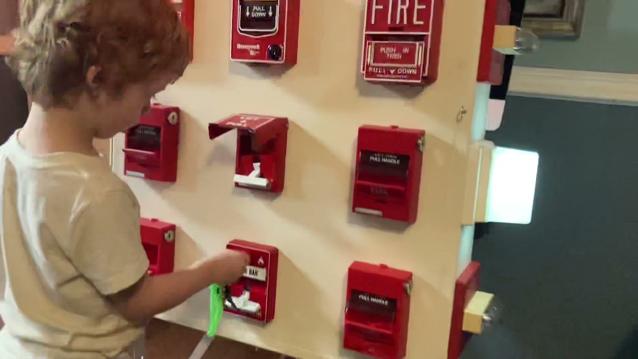 Fire alarm pull stations.