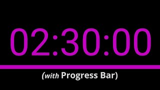 SILENT - 2 Hour and 30 Minute Countdown - Pink with Progress Bar and Time Markers / Chapters