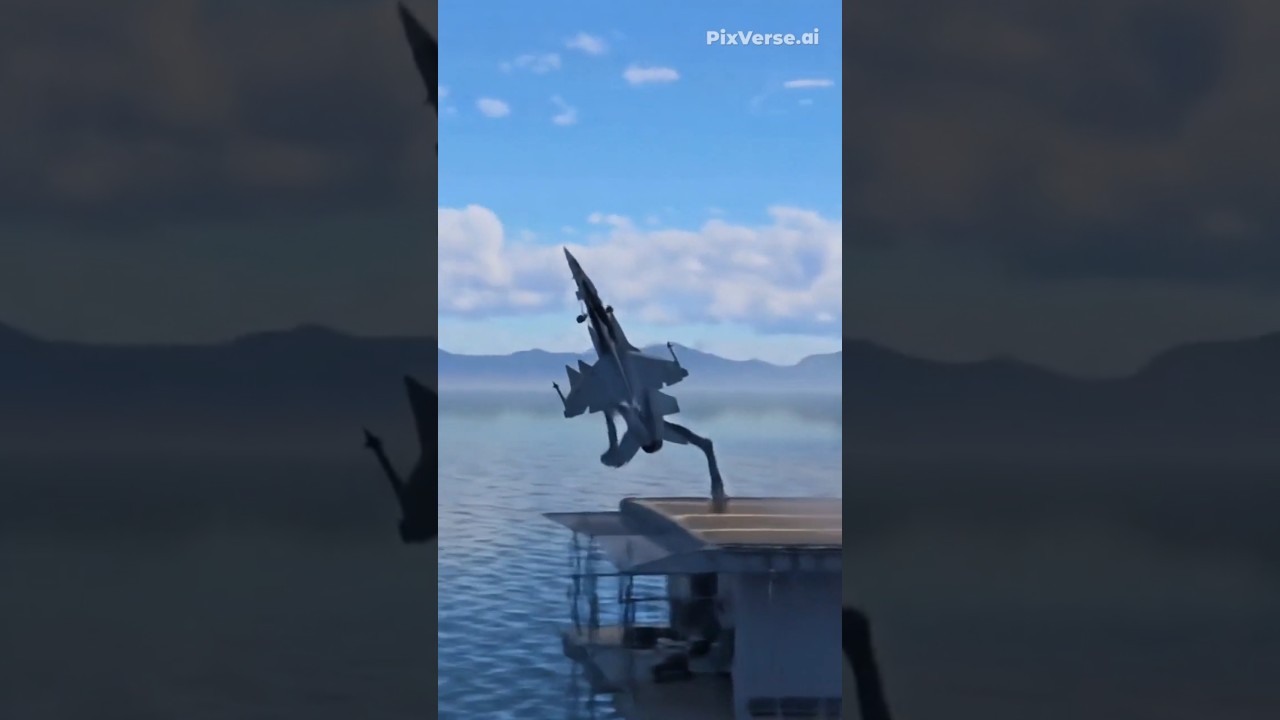 fighter jet landing ship funny running ai funny video 📸