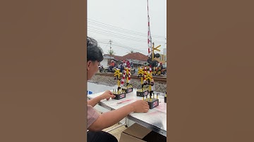 Mainan Palang Pintu Kereta Api Naik Bersamaan dengan Palang Pintu Asli #palangpintukeretaapi