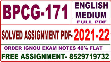 bpcg-171 solved assignment 2021-22 / bpcg 171 solved assignment in English / ignou bpcg 171