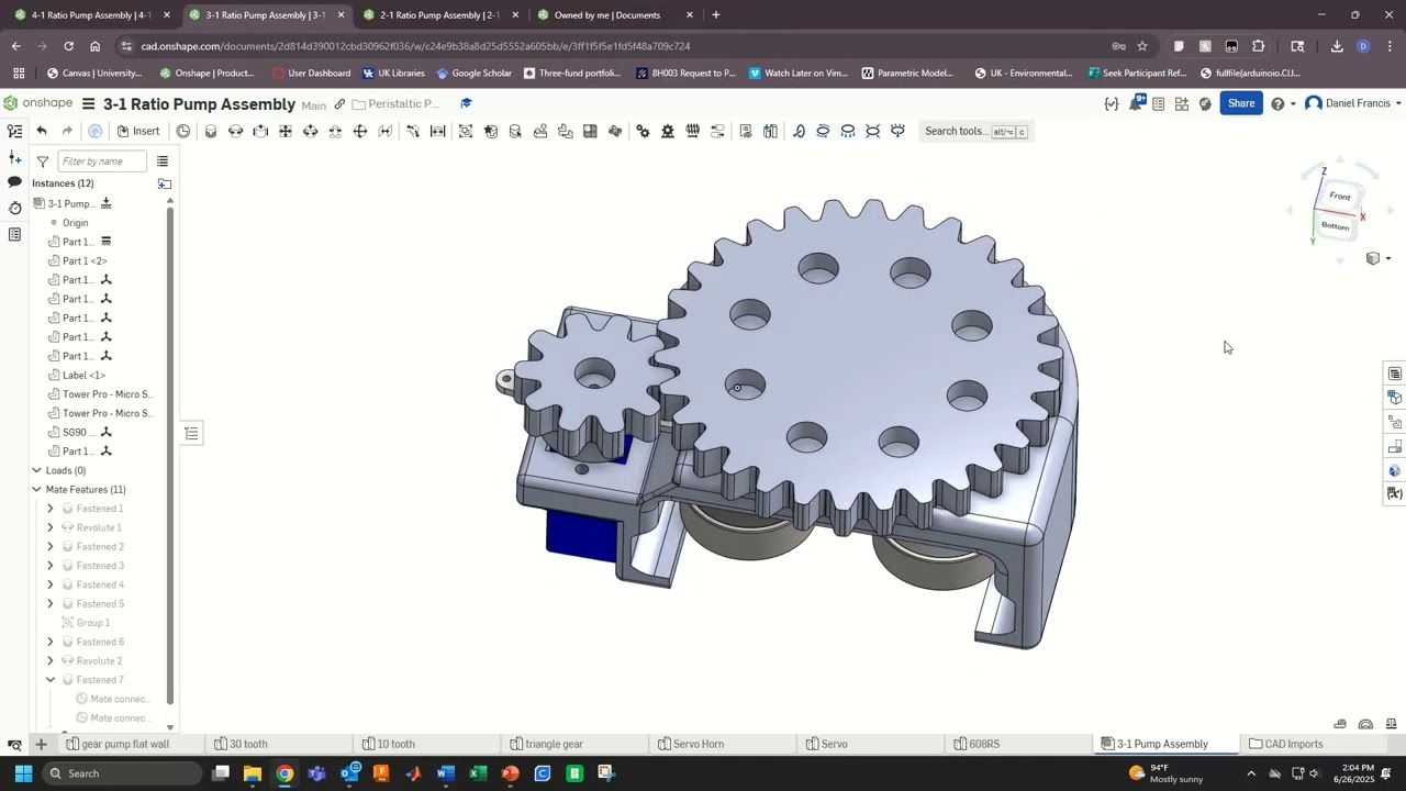 Peristaltic Pump Assembly in Onshape Walkthrough