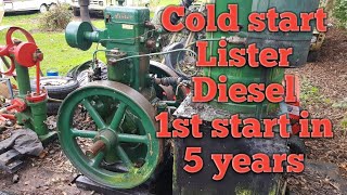 Lister CS Diesel cold start. 1st start in 5 years.