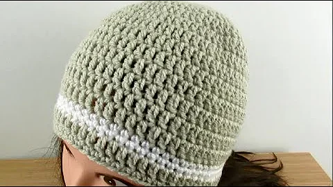 Crochet Beanie hat Simple Basic for LADIES - MENS Size 22"-24" - tutorial  Happy Crochet Club.