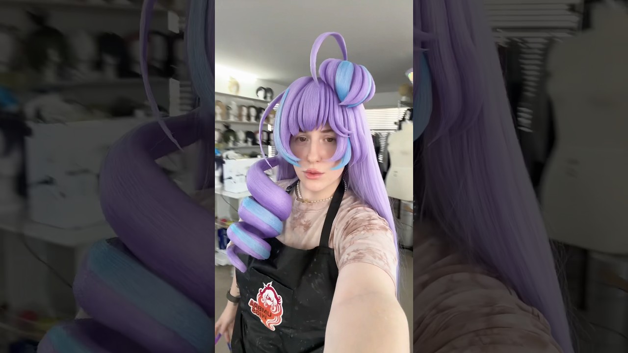 First Drill Wig! #wigstyling #cosplaywigs #macross #mikumo #drillwig