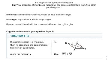 GEO 6-5:Properties of Special Parallelograms
