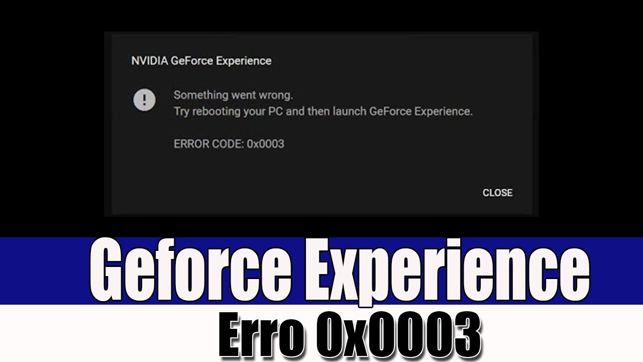 Experience error 0x0003