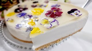 TORTA DE LIMÃO COM MOUSSE DE IOGURTE ESPELHADA COM FLORES! PERFEITA PARA O DIA DAS MÃES.