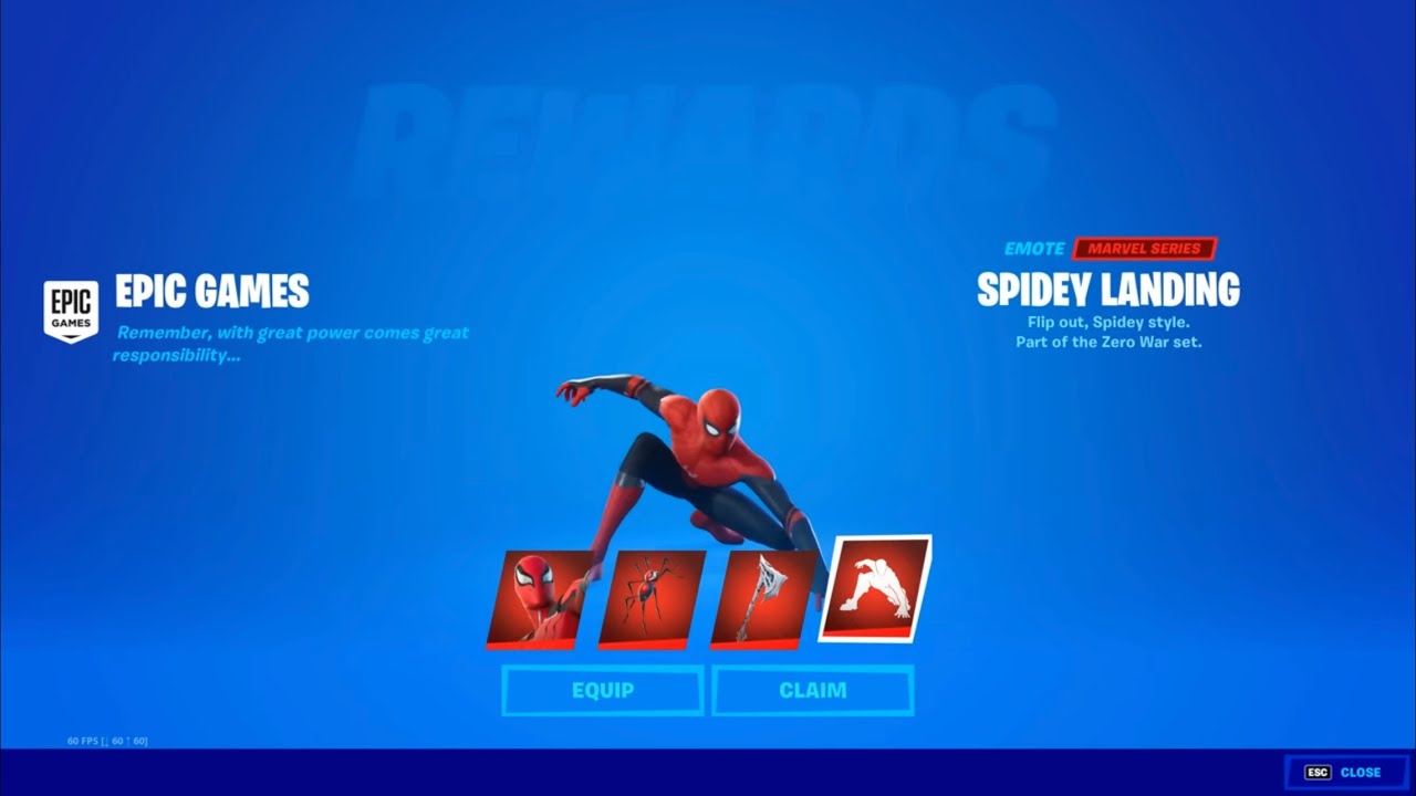 Fortnite Spiderman Zero Spidey Landing Emote + Web Slicer Pickaxe Code