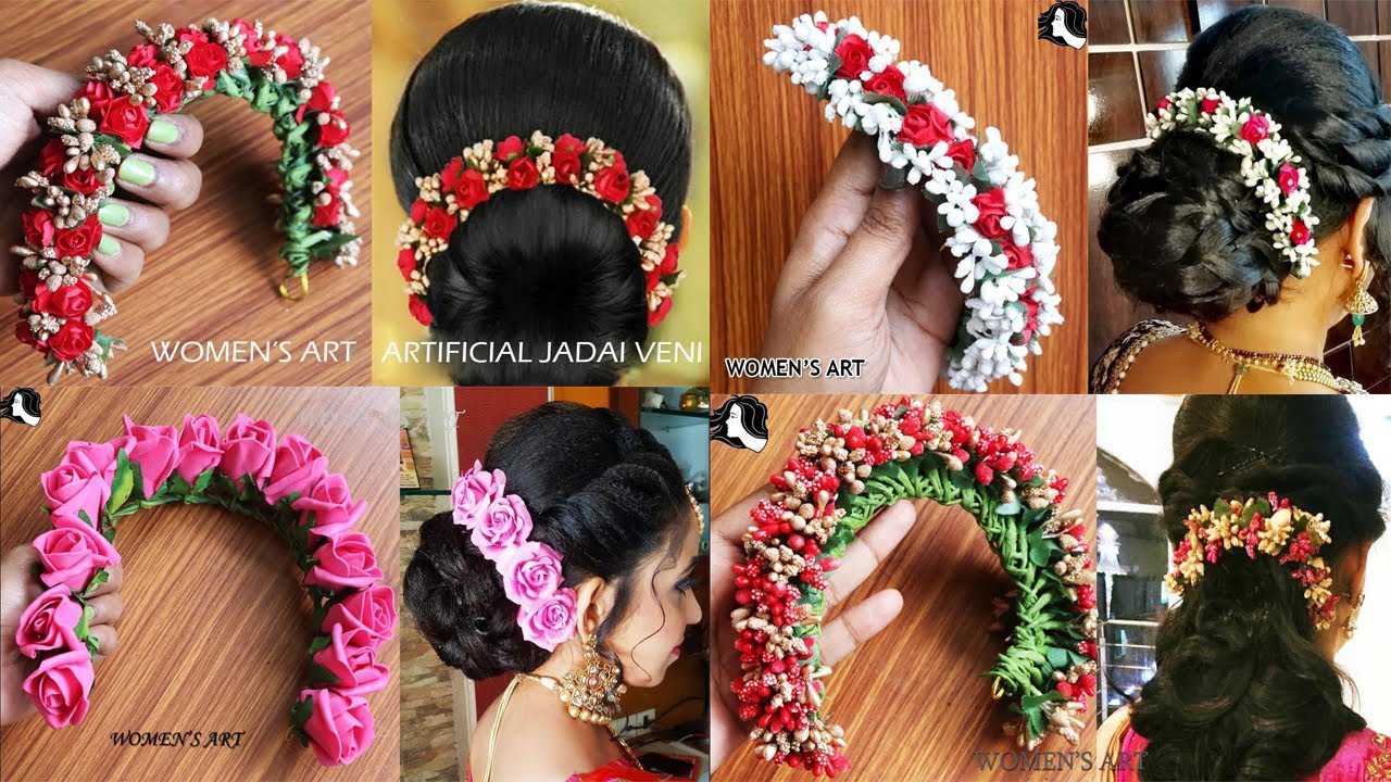 4 different types of artificial jadai veni making at home artificial