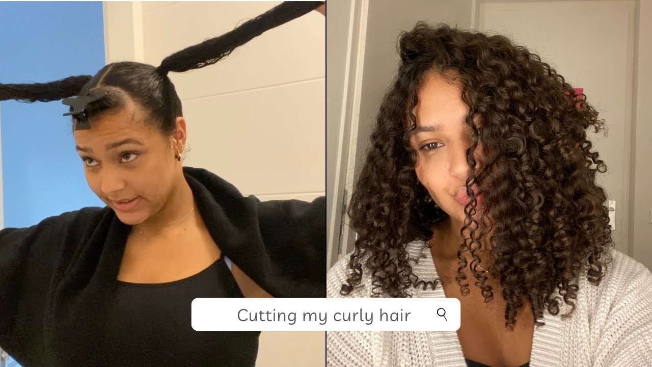 Cutting my curly hair Pigtail haircut YouTube