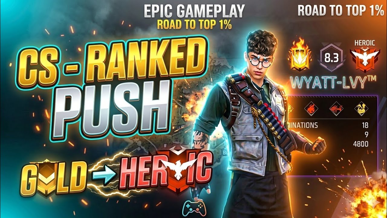 Random game play | CS - Ranked Push | Gold to Heroic | Garena free fire ...