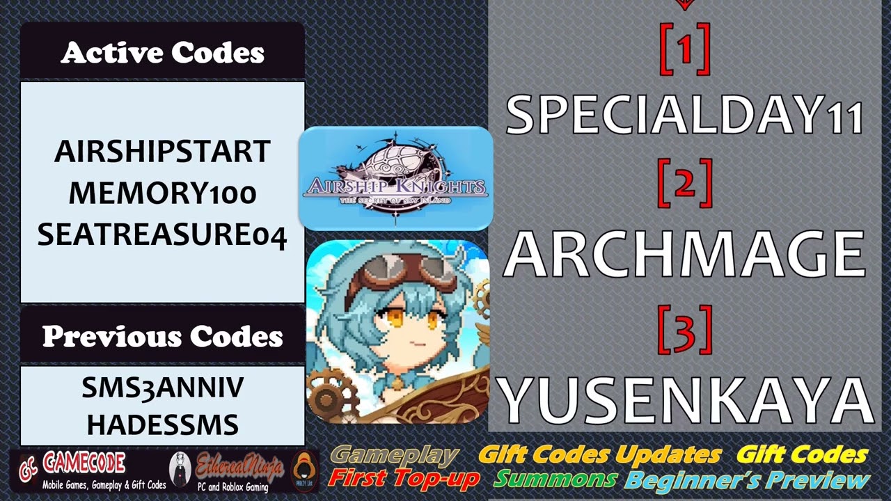 9th New Gift Code Update Airship Knights