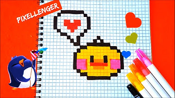 How to Draw Duck Lalafanfan Love Valentine Simple Picture Pixel Art 如何繪製 कैसे आकर्षित करने के लिए