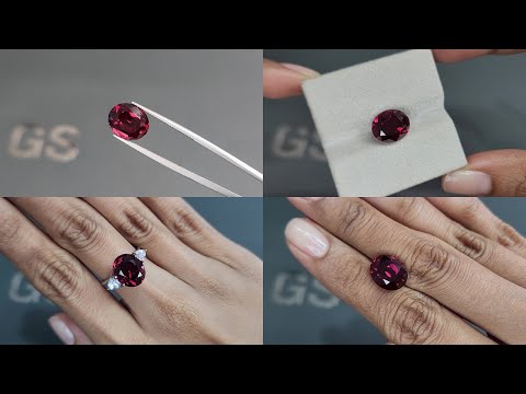 Garnet rhodolite oval cut 7.28 carats, Africa Video  № 1