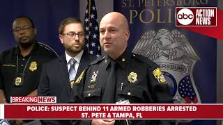 Police: Suspect behind nearly a dozen armed robberies throughout St. Pete and Tampa arrested