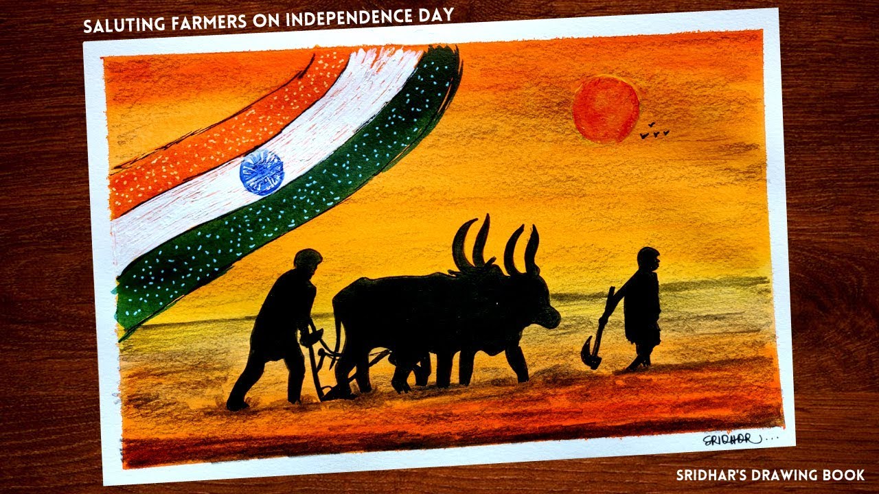 Saluting Indian Farmer On Independence Day By A Son Of A Farmer Independence Day Drawing