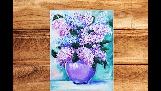 Easy Lilacs for  Beginner /Floral Acrylic Painting /Tutorial / MariArtHome