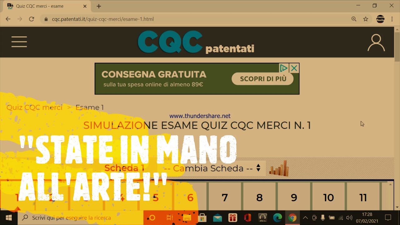 CQC 03°TERZA SCHEDA D'ESAME MINISTERIALE 03/105 MERCI+SPECIALISTICA