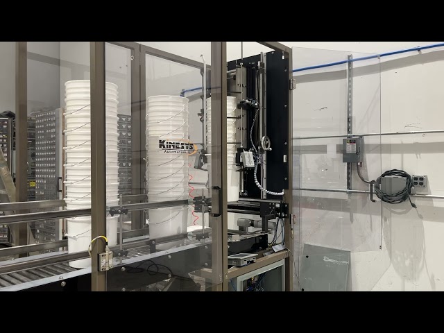 Pail Processing Line with Hybrid Pail/Case High Throughput Pail Palletizing Cell