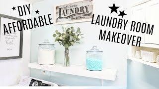 DIY Affordable Laundry Room Makeover BEFORE AFTER REMODEL