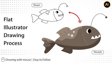 Drawing Process Fish Flat Illustration | Adobe Illustrator Tutorials