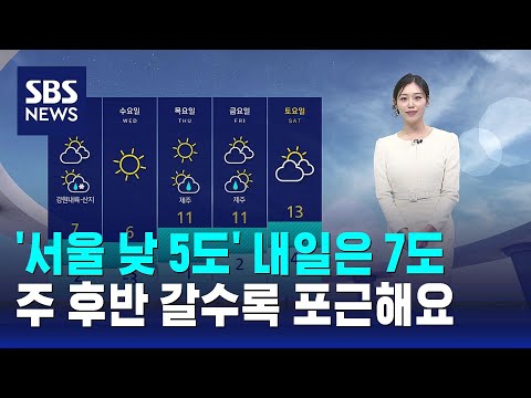 [날씨] '서울 낮 5도' 내일은 7도…주 후반 갈수록 포근해요 / SBS